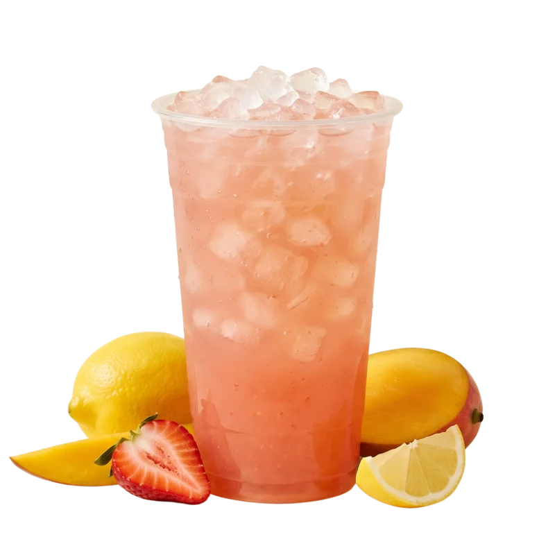 Straw Mango dirty soda with lotus energy shot®, mango, strawberry lemonade from Fizzy Fixins in St. Augustine, FL