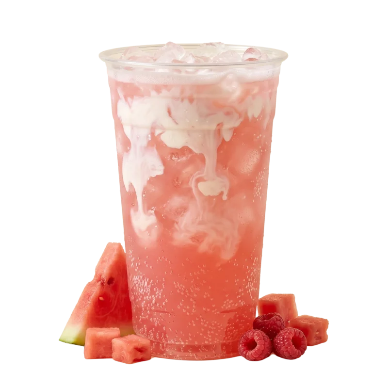 Watermelon Wave dirty soda with monster zero ultra®, raspberry, watermelon, cream from Fizzy Fixins in St. Augustine, FL